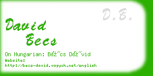 david becs business card